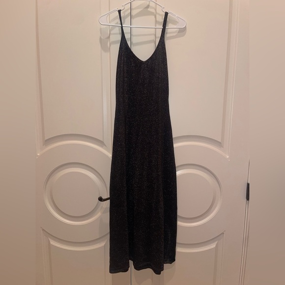 Taylor sequin shimmer black v neck tank top midi dress - Picture 4 of 4